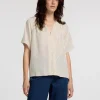 Toppe Og Bluser>SELECTED PRINTET TOP MED V-HALS Beige