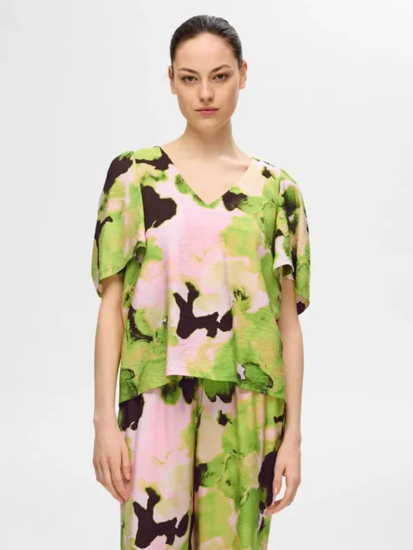 Toppe Og Bluser>SELECTED PRINTET TOP MED V-HALS Coloured