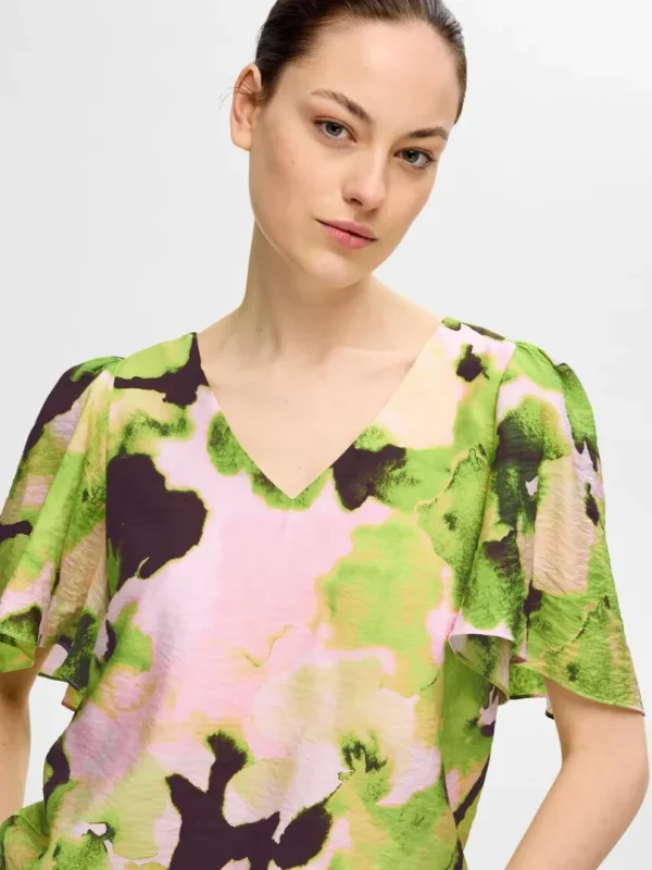Toppe Og Bluser>SELECTED PRINTET TOP MED V-HALS Coloured