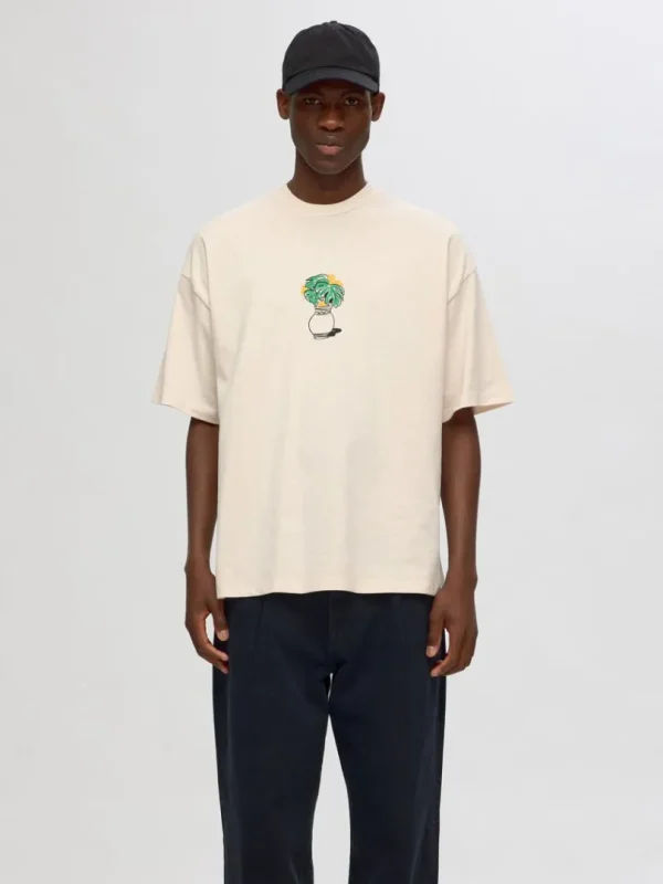T-shirts>SELECTED PRINTET T-SHIRT Beige