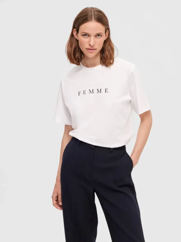 T-shirts>SELECTED PRINTET T-SHIRT White