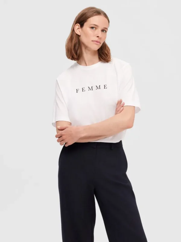 T-shirts>SELECTED PRINTET T-SHIRT White