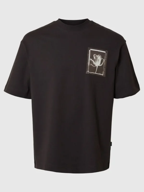 T-shirts>SELECTED PRINTET T-SHIRT MED RUND HALS Brown