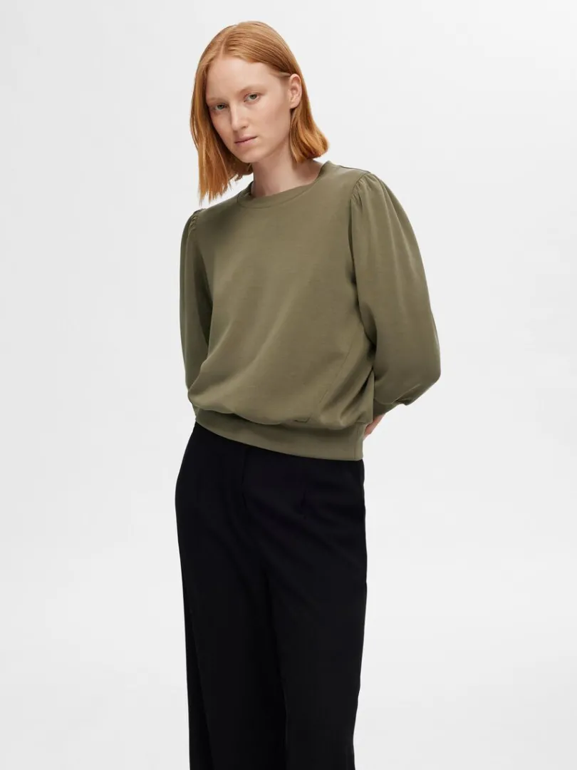 pufrme_sweatshirt_0-2.webp Toppe Og Bluser>SELECTED PUFÆRME SWEATSHIRT Green