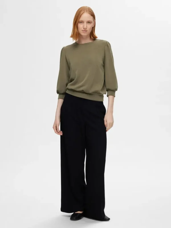 Toppe Og Bluser>SELECTED PUFÆRME SWEATSHIRT Green