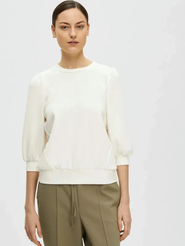 Hættetrøjer & Sweatshirts | Toppe Og Bluser>SELECTED PUFÆRME SWEATSHIRT White