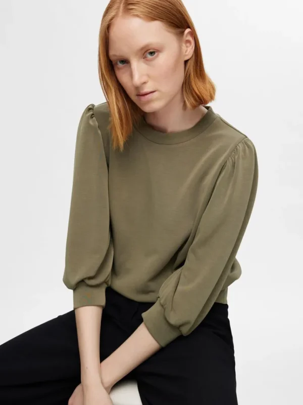 Toppe Og Bluser>SELECTED PUFÆRME SWEATSHIRT Green