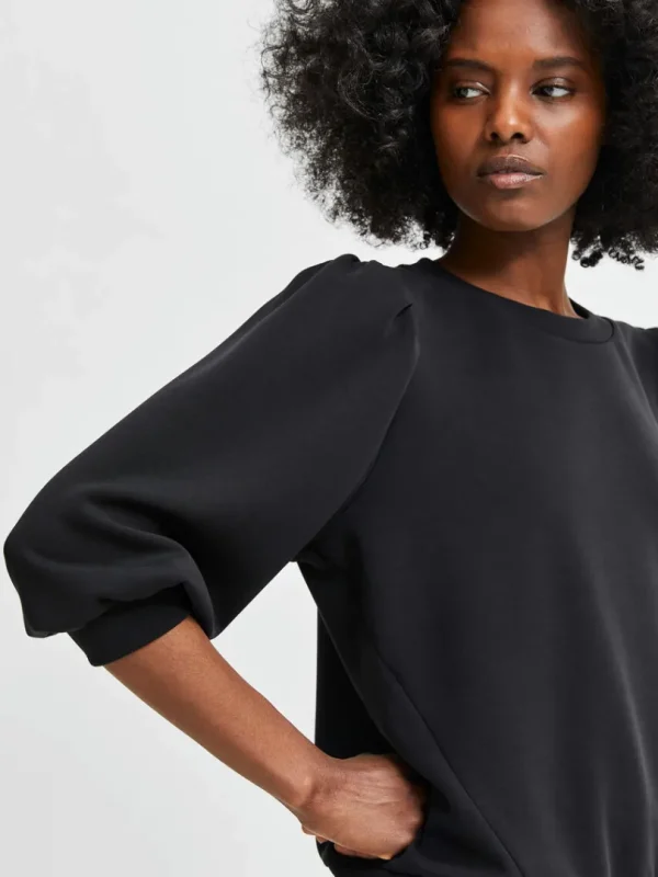 Hættetrøjer & Sweatshirts | Toppe Og Bluser>SELECTED PUFÆRME SWEATSHIRT Black