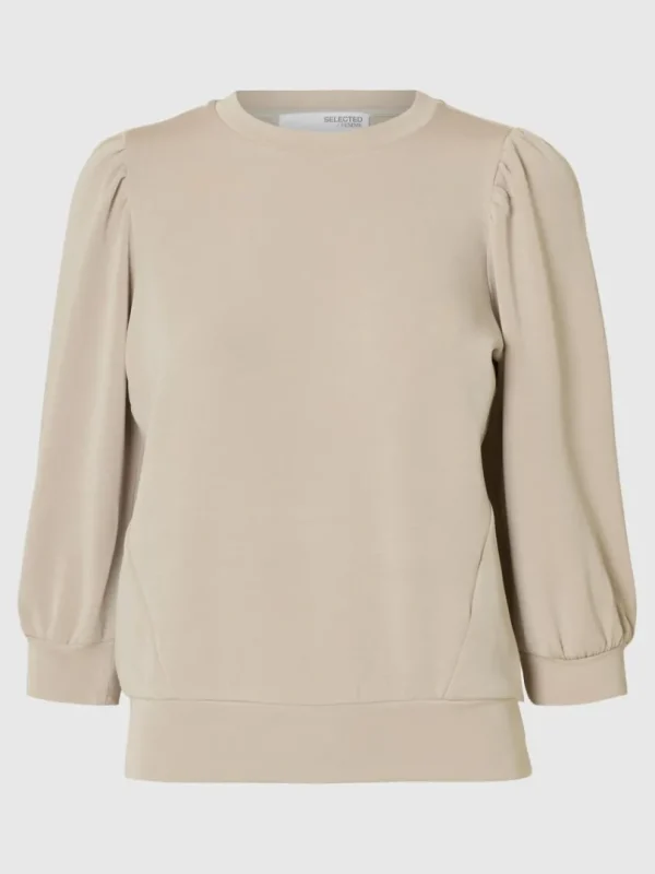 Toppe Og Bluser>SELECTED PUFÆRME SWEATSHIRT Beige