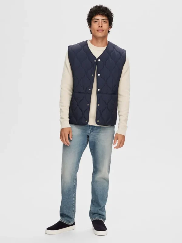 Overtøj>SELECTED QUILTET VEST Blue