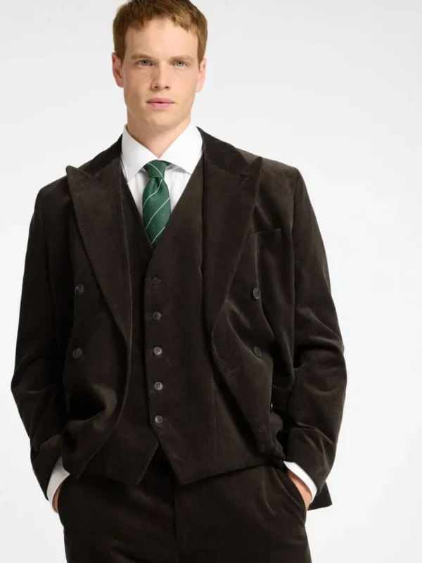Jakkesæt & Blazers>SELECTED REGULAR FIT FLØJL DOBBELTRADET BLAZER Brown