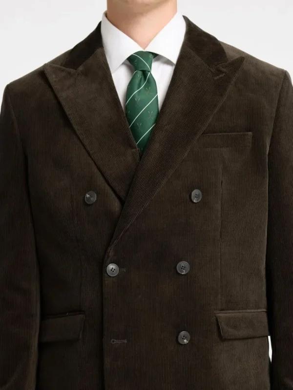 Jakkesæt & Blazers>SELECTED REGULAR FIT FLØJL DOBBELTRADET BLAZER Brown