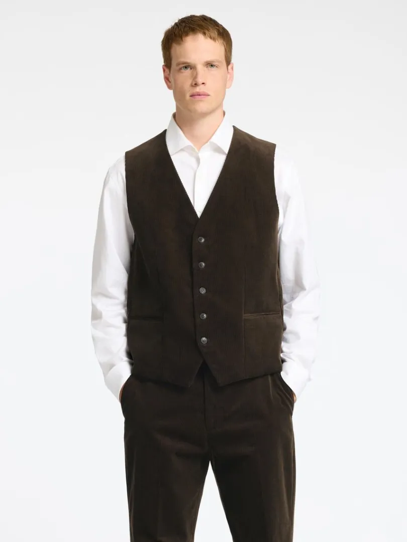 regular_fit_fljl_vest_0-1.webp Jakkesæt & Blazers>SELECTED REGULAR FIT FLØJL VEST Brown