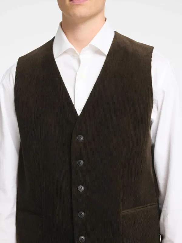 Jakkesæt & Blazers>SELECTED REGULAR FIT FLØJL VEST Brown