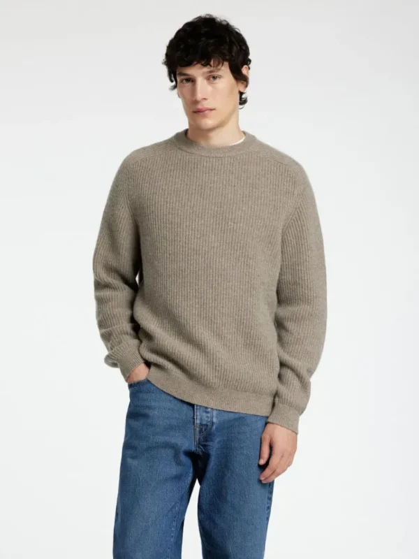 Strik>SELECTED REGULAR FIT SWEATER MED RUND HALS Brown