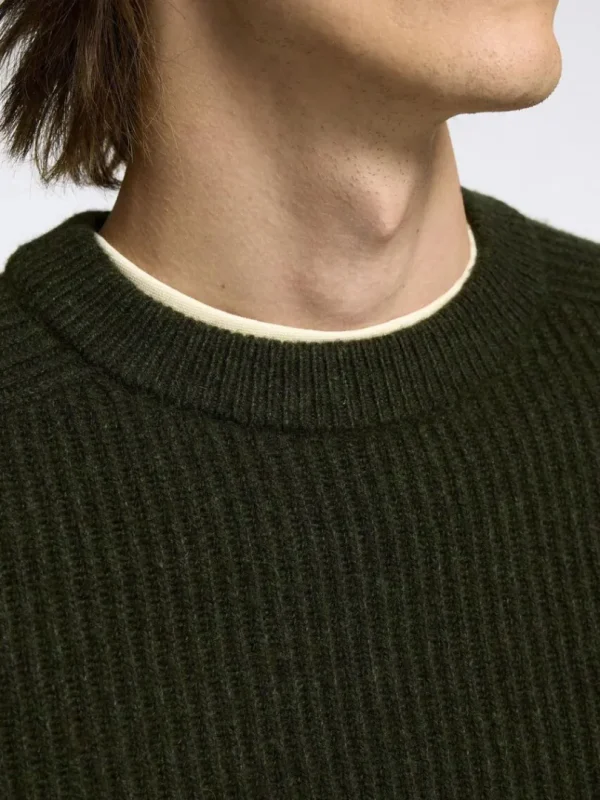 Strik>SELECTED REGULAR FIT SWEATER MED RUND HALS Green