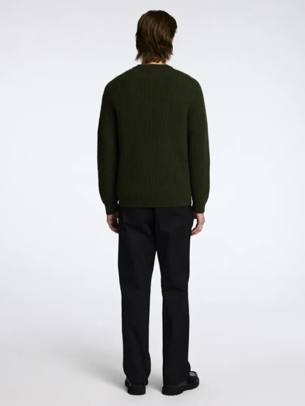Strik>SELECTED REGULAR FIT SWEATER MED RUND HALS Green