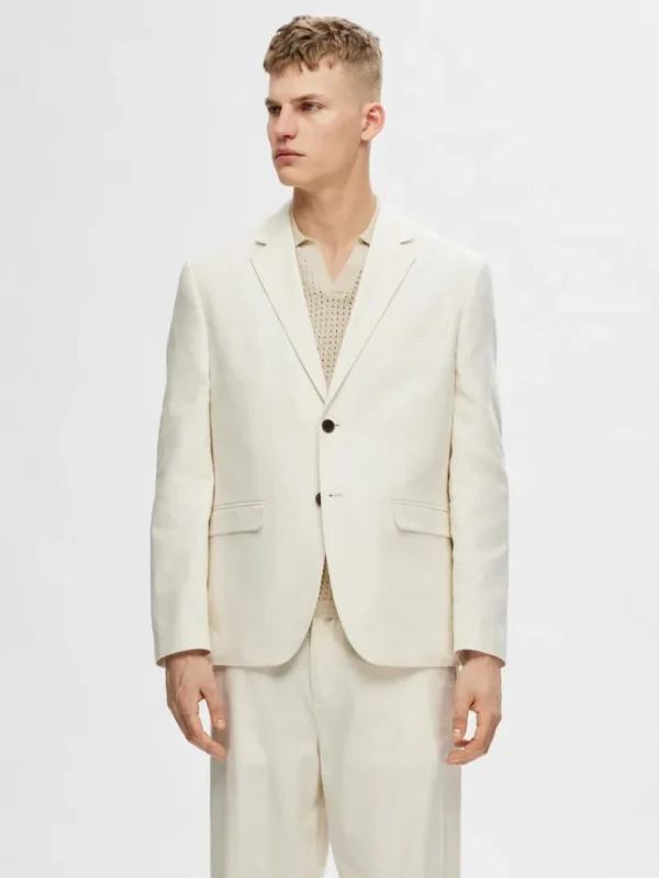 Jakkesæt & Blazers>SELECTED REGULAR PASFORM ENKELTRADET BLAZER White
