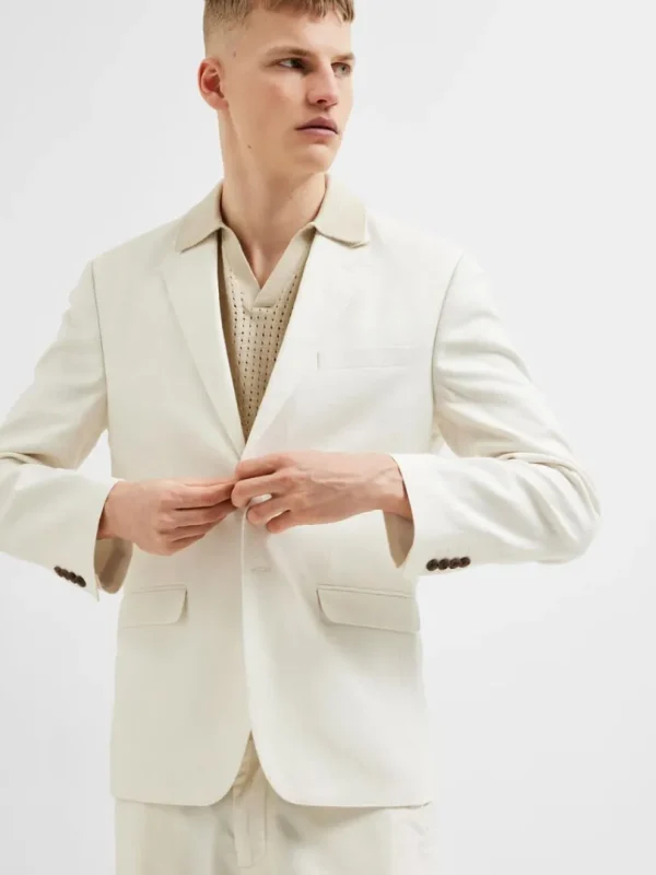 Jakkesæt & Blazers>SELECTED REGULAR PASFORM ENKELTRADET BLAZER White