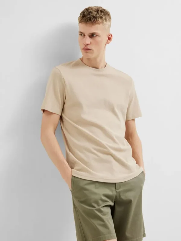 T-shirts>SELECTED REGULAR PASFORM T-SHIRT Beige