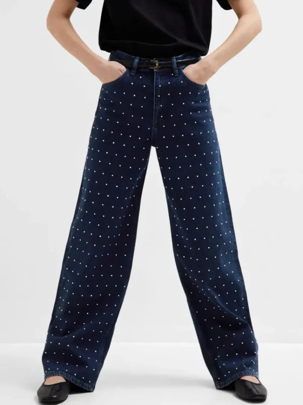 Jeans>SELECTED RHINSTEN WIDE FIT JEANS Blue