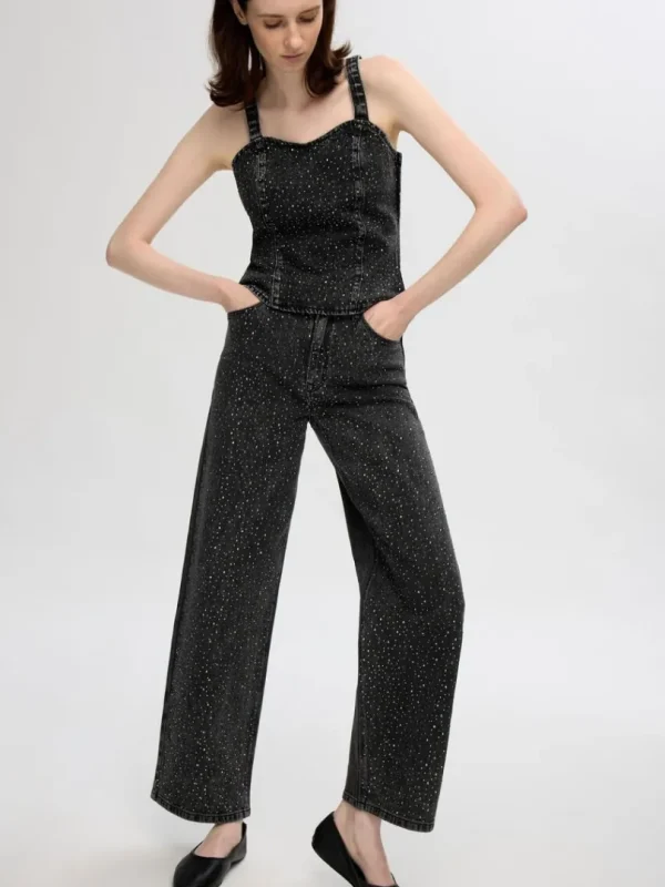 Jeans>SELECTED RHINSTEN WIDE FIT JEANS Black