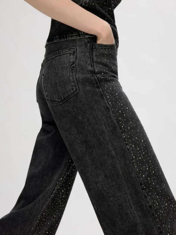 Jeans>SELECTED RHINSTEN WIDE FIT JEANS Black