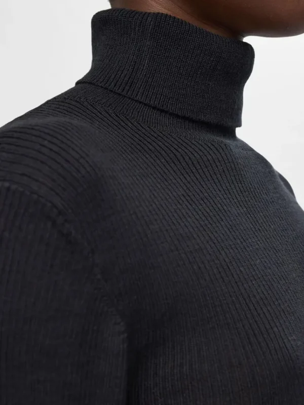 Strik>SELECTED RIBBET RULLEKRAVE Black