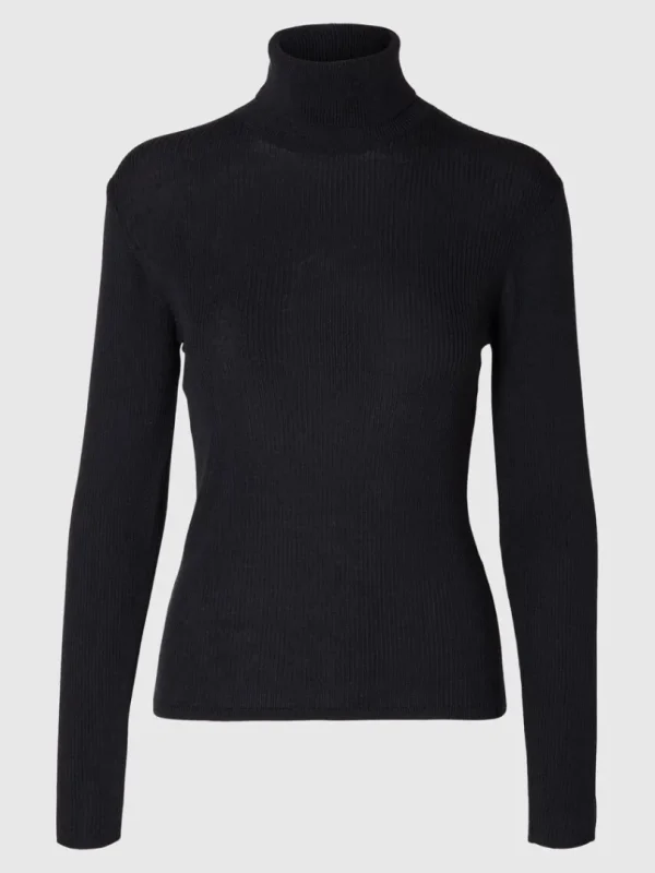 Strik>SELECTED RIBBET RULLEKRAVE Black