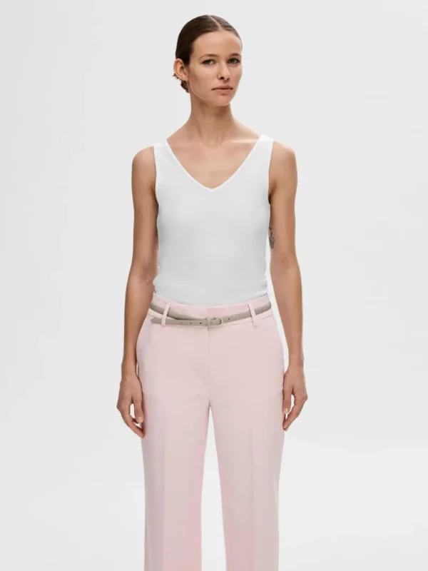 Toppe Og Bluser>SELECTED RIBBET TANKTOP White