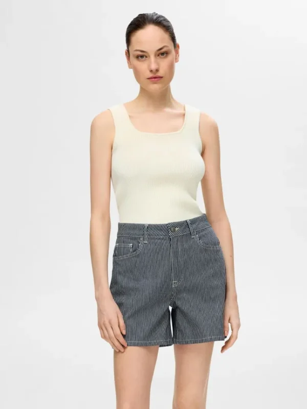 Toppe Og Bluser>SELECTED RIBBET TANKTOP Beige
