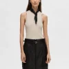 Toppe Og Bluser>SELECTED RIBBET TANKTOP Beige