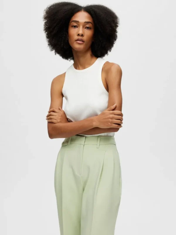 T-shirts | Toppe Og Bluser>SELECTED RIBBET TANKTOP White