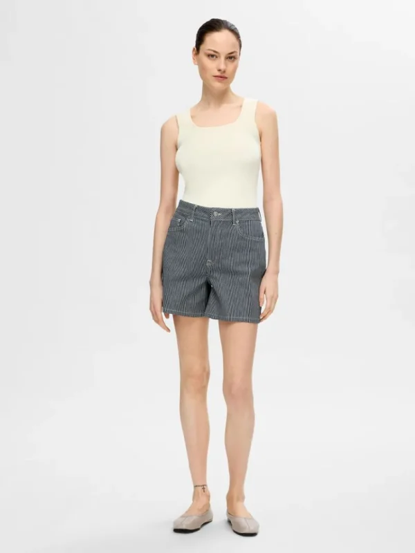 Toppe Og Bluser>SELECTED RIBBET TANKTOP Beige