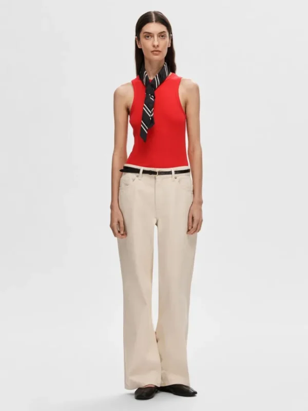 Toppe Og Bluser>SELECTED RIBBET TANKTOP Red