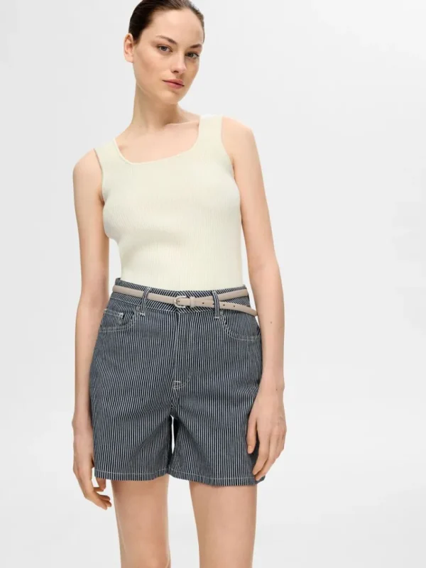 Toppe Og Bluser>SELECTED RIBBET TANKTOP Beige
