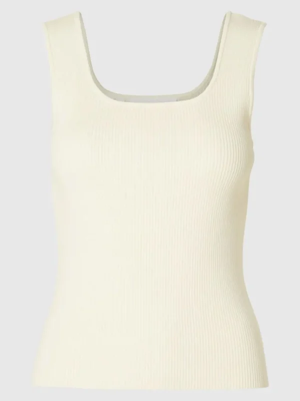 Toppe Og Bluser>SELECTED RIBBET TANKTOP Beige