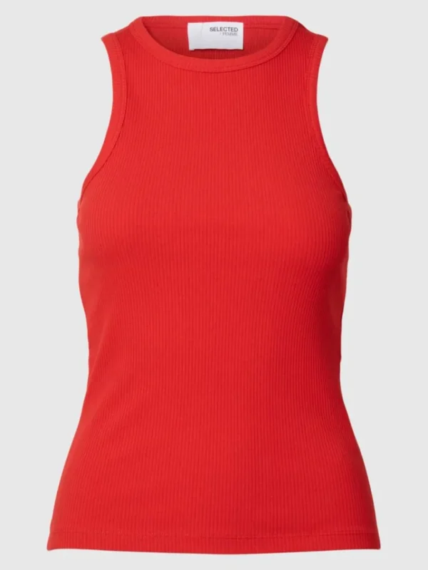 Toppe Og Bluser>SELECTED RIBBET TANKTOP Red