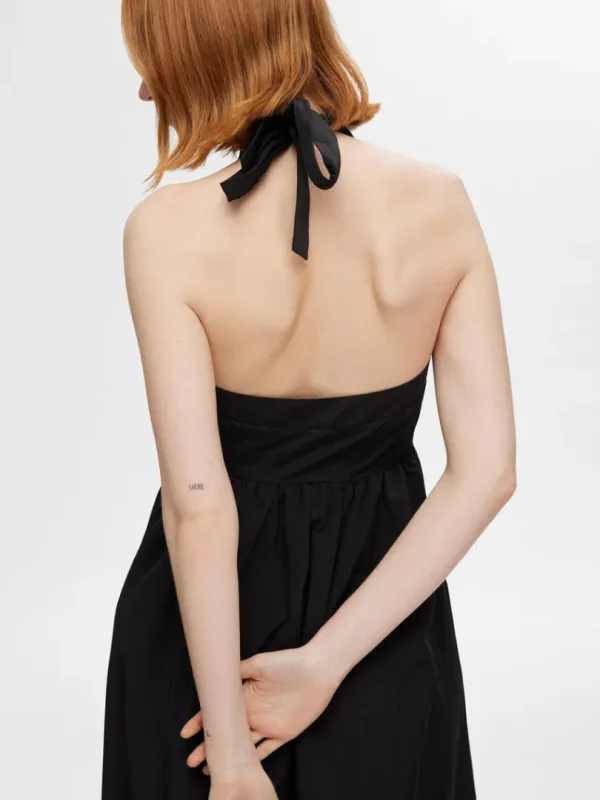 Kjoler>SELECTED ÆRMELØS HALTERNECK-KJOLE Black