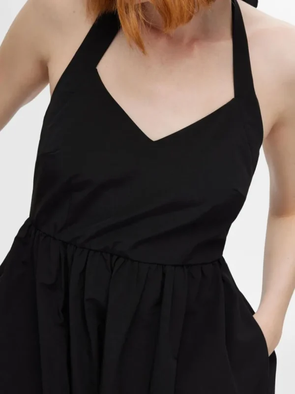 Kjoler>SELECTED ÆRMELØS HALTERNECK-KJOLE Black