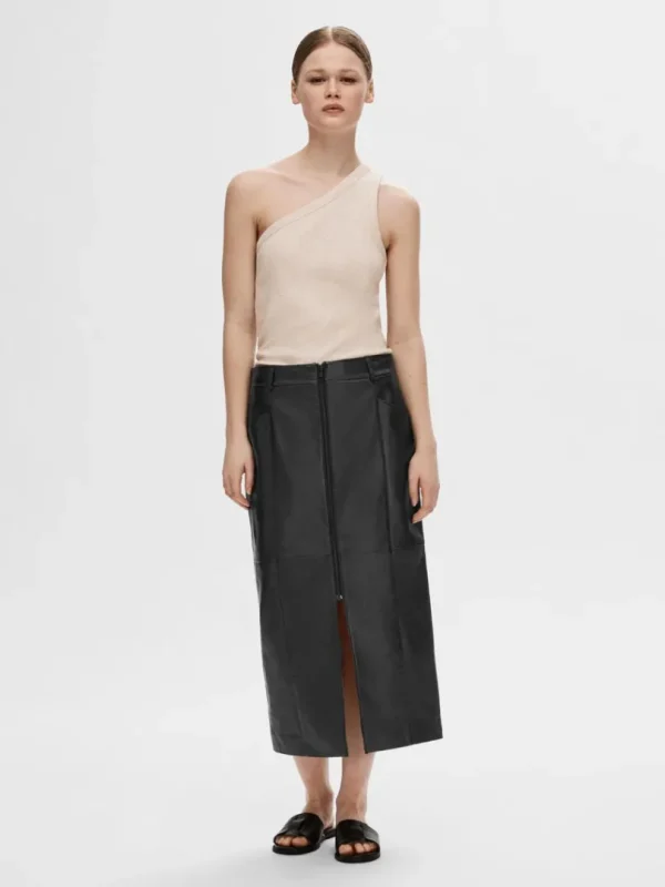 Toppe Og Bluser>SELECTED ÆRMELØS ONE-SHOULDER-TOP Beige