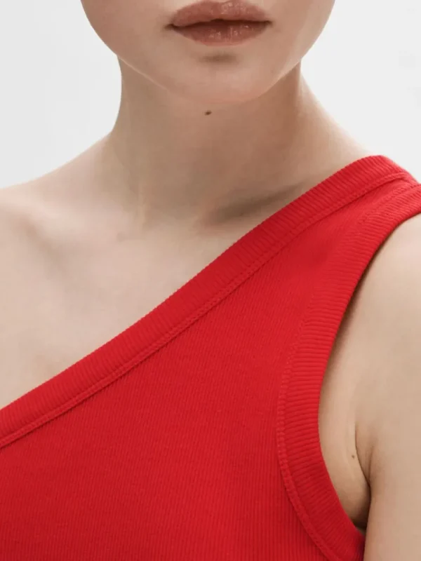 Toppe Og Bluser>SELECTED ÆRMELØS ONE-SHOULDER-TOP Red