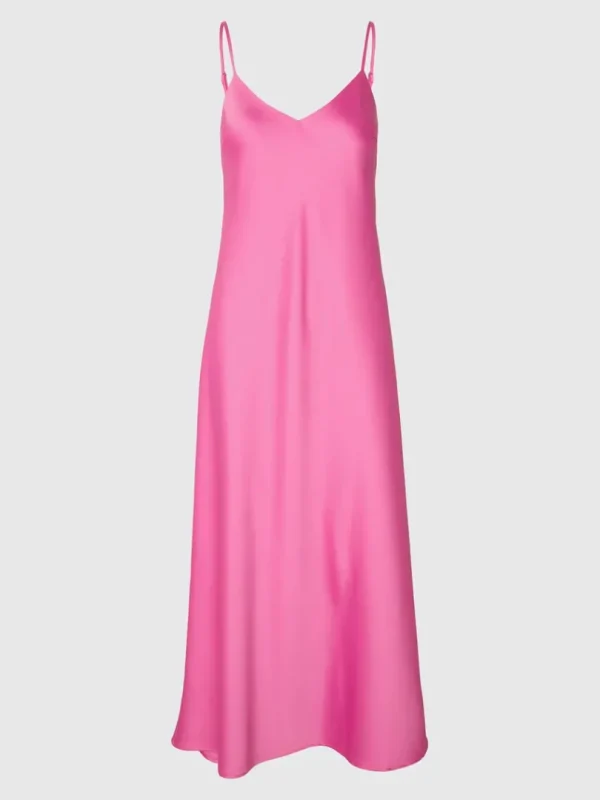 Kjoler>SELECTED ÆRMELØS SATIN MAXIKJOLE Pink