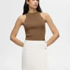 Toppe Og Bluser | Strik>SELECTED ÆRMELØS STRIKKET TOP Brown