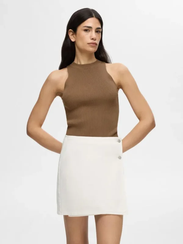 Toppe Og Bluser | Strik>SELECTED ÆRMELØS STRIKKET TOP Brown