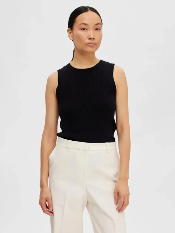 Toppe Og Bluser | Strik>SELECTED ÆRMELØS STRIKKET TOP Black