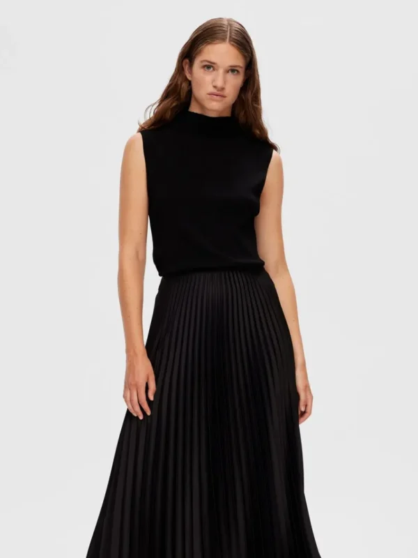 Strik>SELECTED ÆRMELØS STRIKKET TOP Black