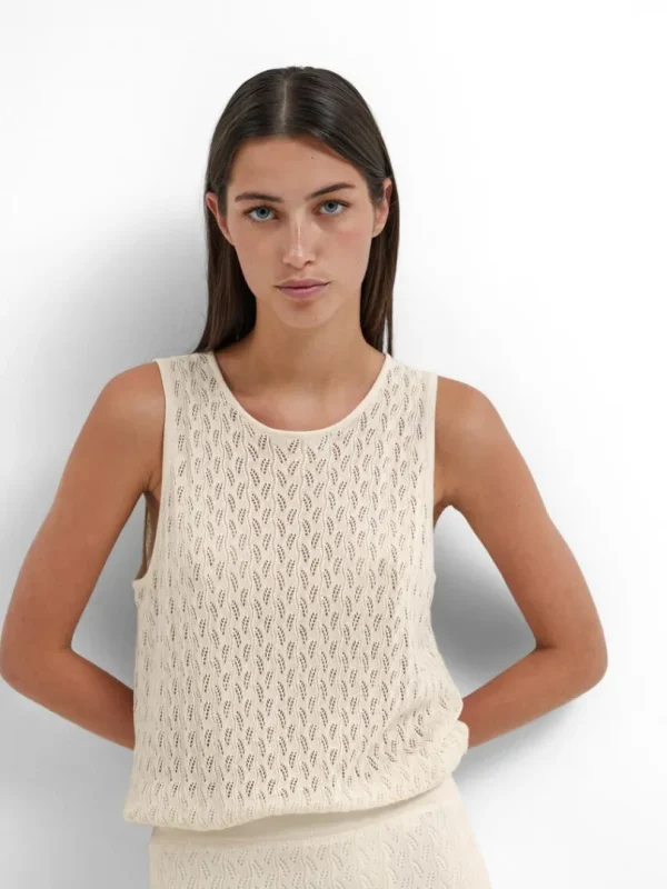 Toppe Og Bluser | Strik>SELECTED ÆRMELØS STRIKKET TOP Beige