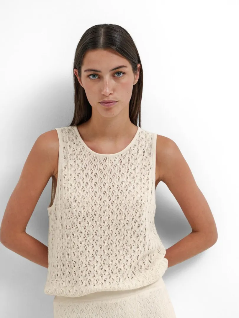 rmels_strikket_top_2-7.webp Toppe Og Bluser | Strik>SELECTED ÆRMELØS STRIKKET TOP Beige