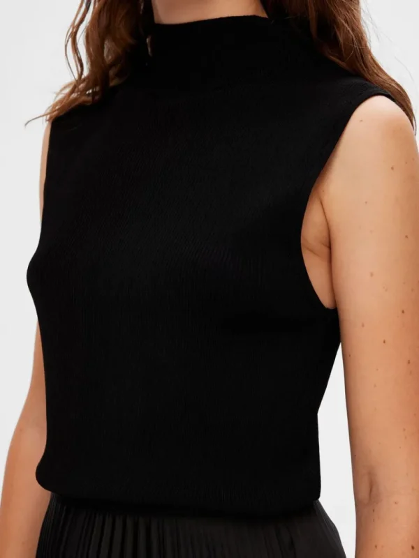 Strik>SELECTED ÆRMELØS STRIKKET TOP Black